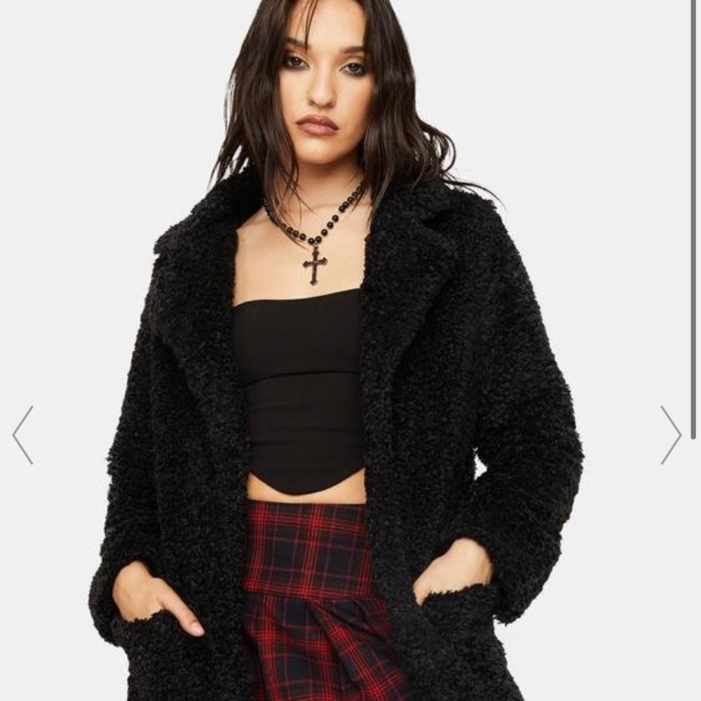 Dolls Kill Black Teddy Coat